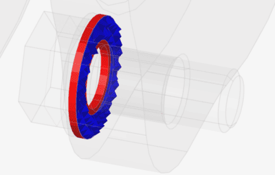Finite element model of a bolted connection with correct contact definition, showing head-only contact on the clearance side and separable frictional contact between joint surfaces for accurate pretension, cleavage, and sealing analysis.