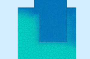 Custom engineering simulation visualization showing a computed field distribution in a simplified geometry